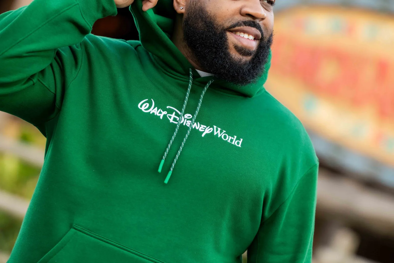 Tiki Tiki Tiki Room sweatshirt displaying emerald green jungle-inspired design