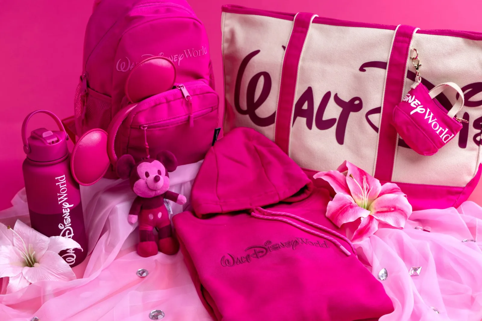 Fantasyland Feels collection in bright pink with teacup-themed items