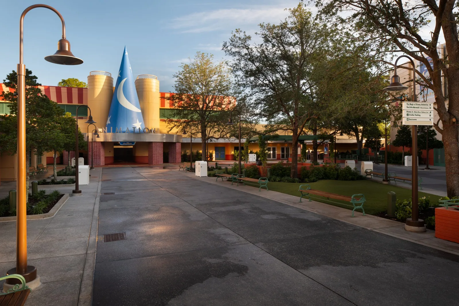 The reimagined Animation Courtyard outdoor gathering space