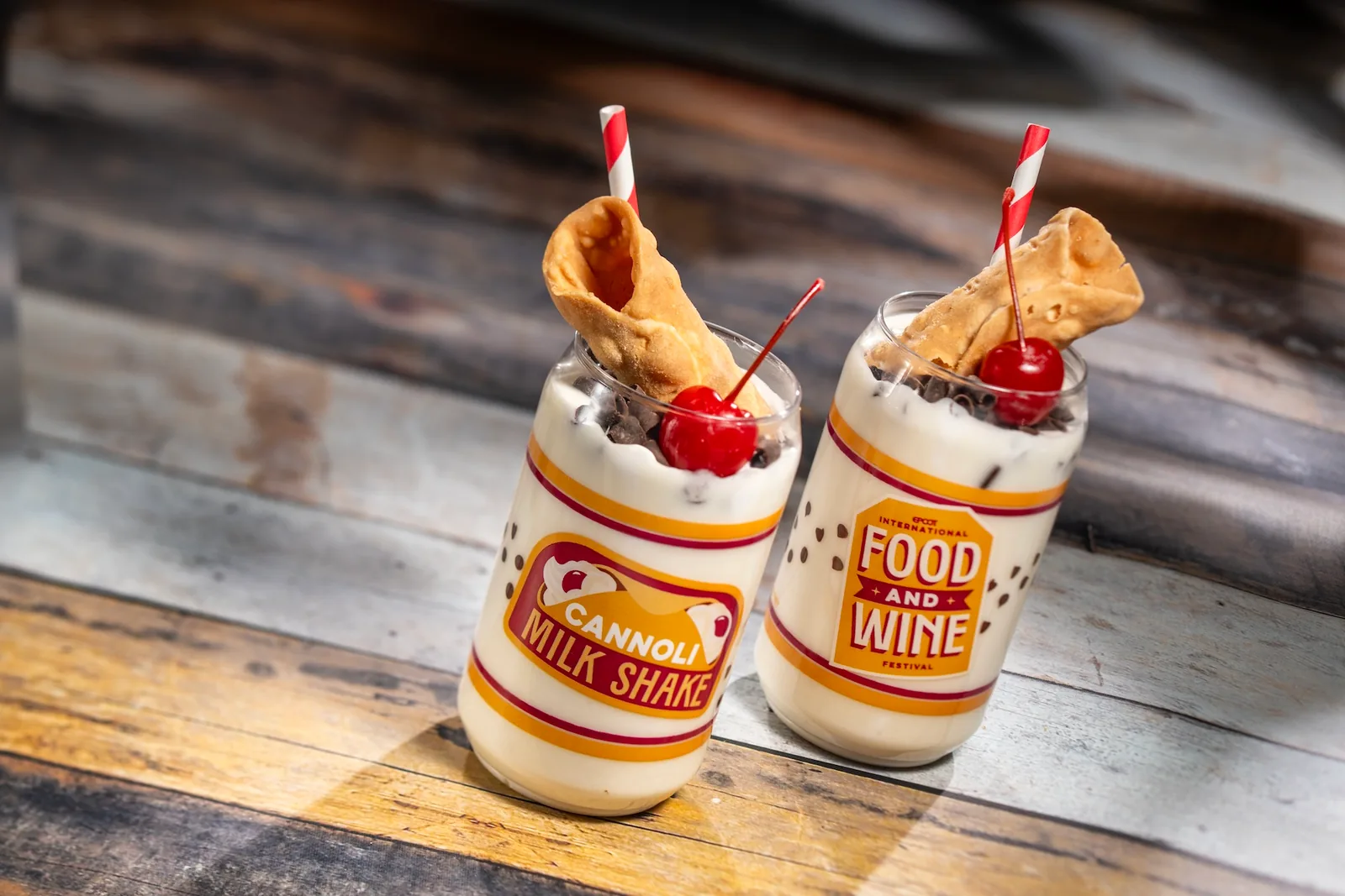 Cannoli Milk Shake topped with chocolate shavings and maraschino cherry