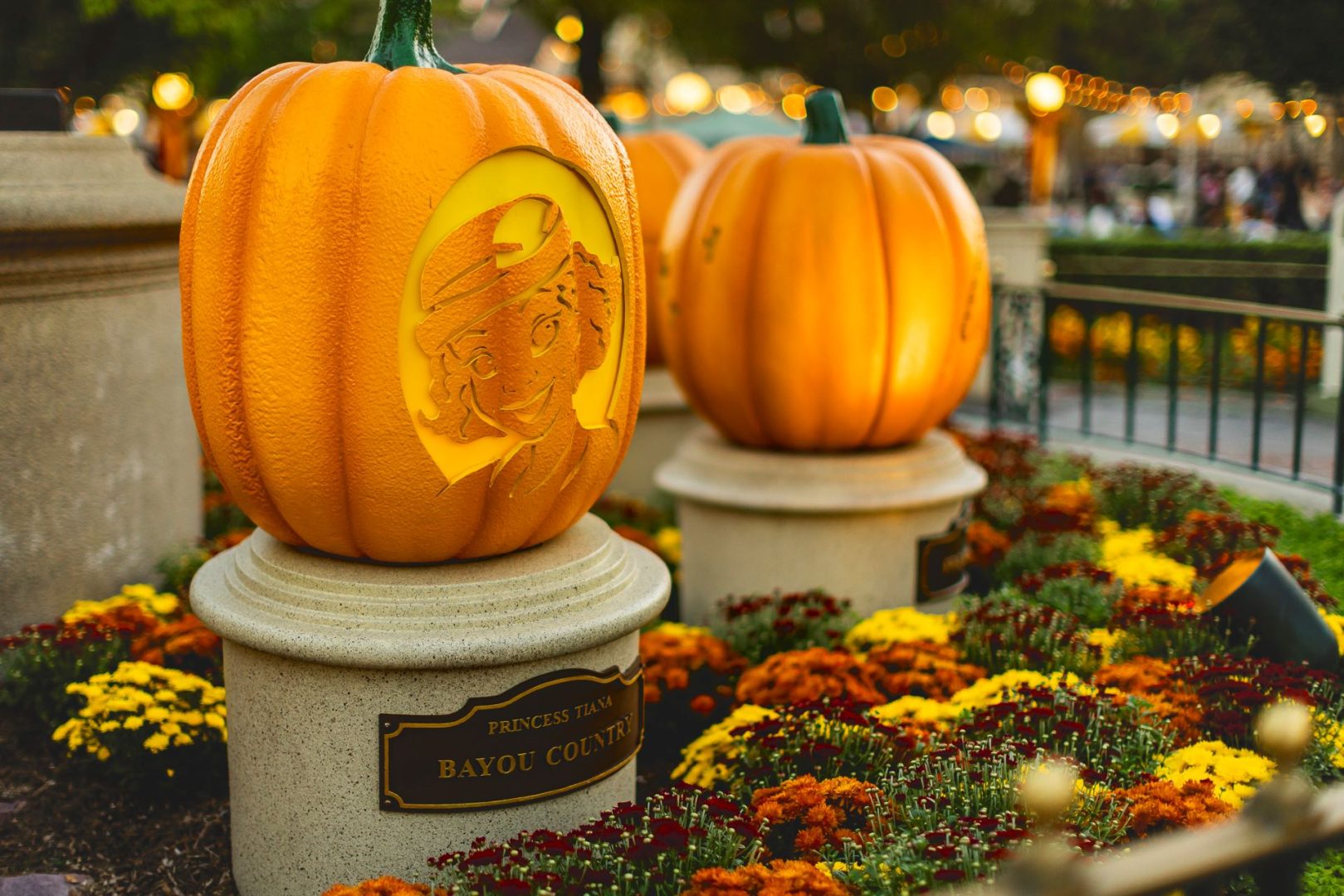 Iconic pumpkin displays including the Main Street Pumpkin Festival
