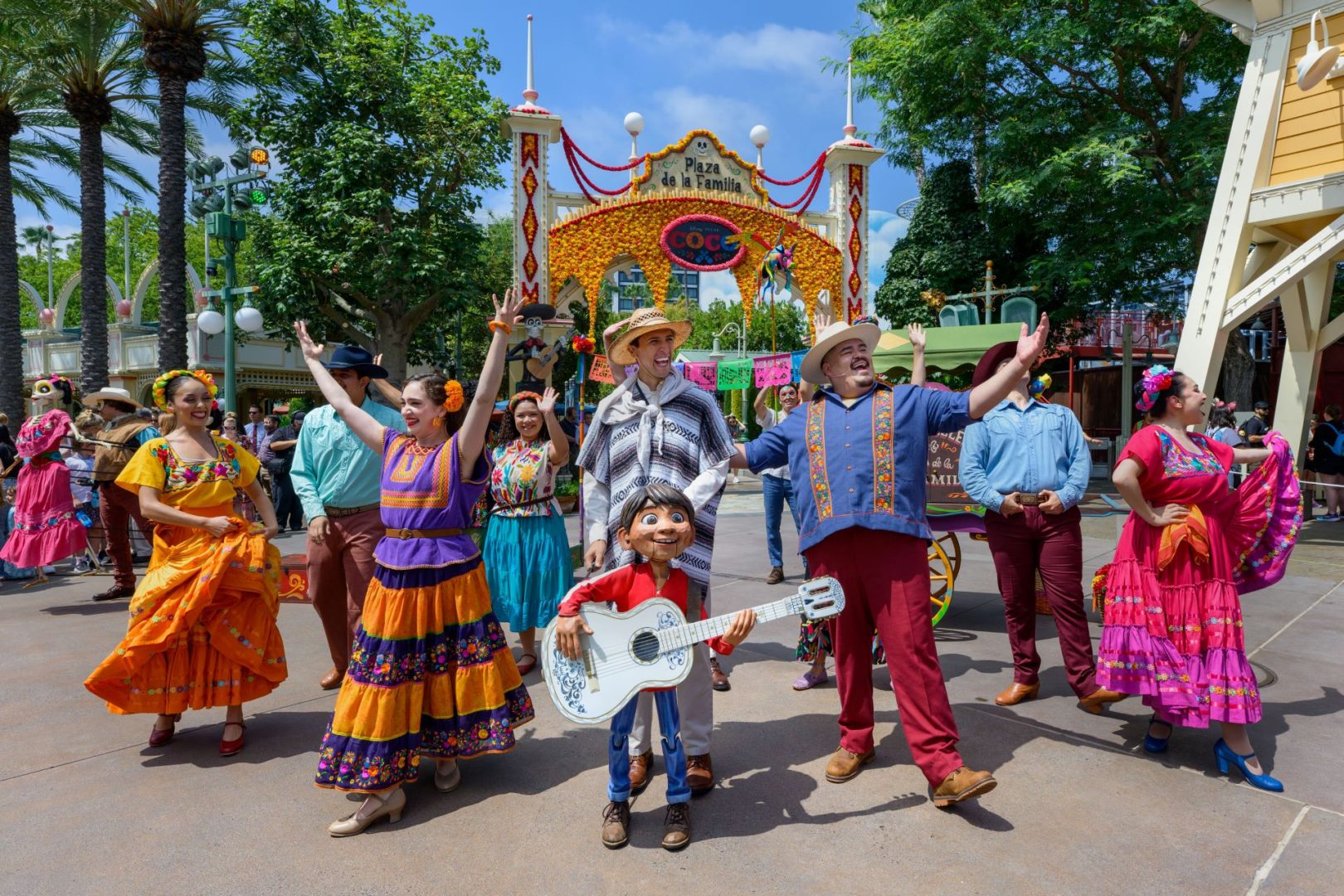 Plaza de la Familia celebrates Día de los Muertos with vibrant decorations and marigold arches