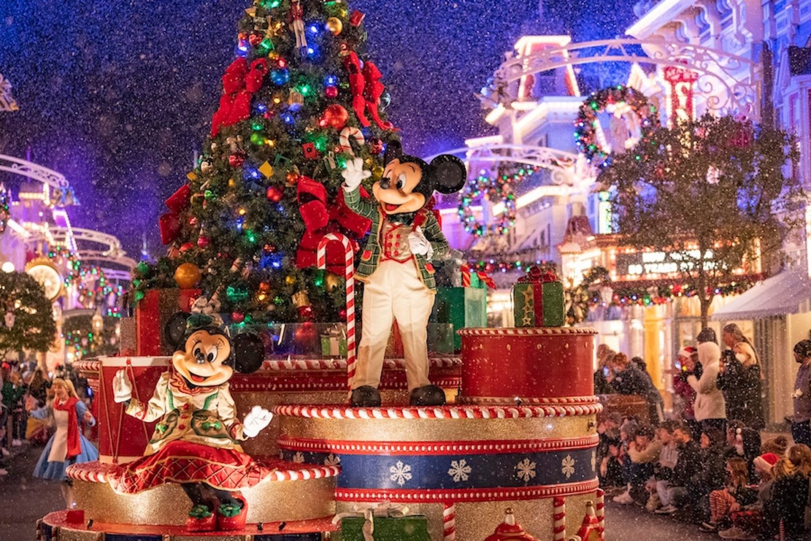 Mickey's Once Upon a Christmas Parade with holiday characters