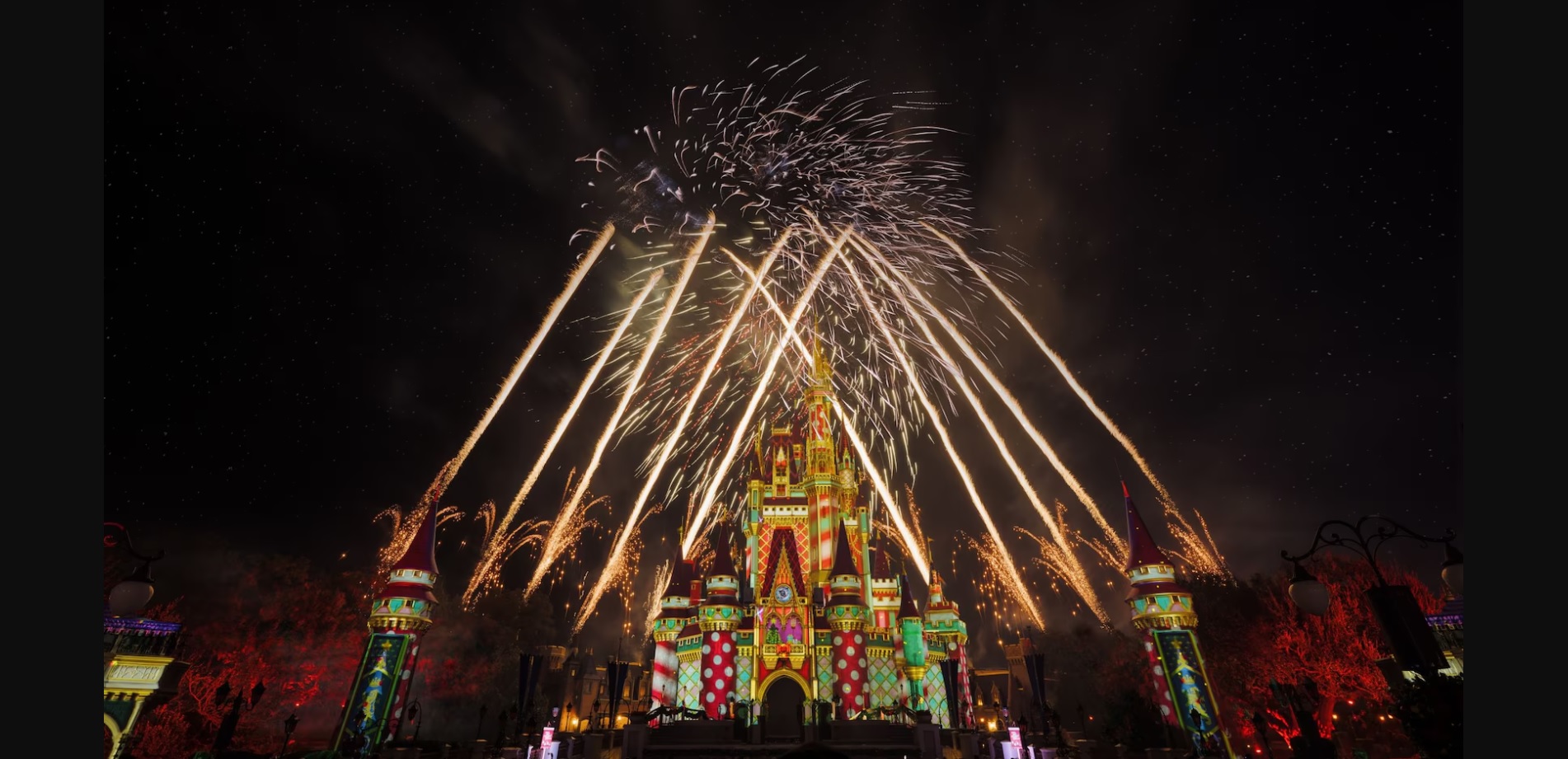 Minnie's Wonderful Christmastime Fireworks with castle projections