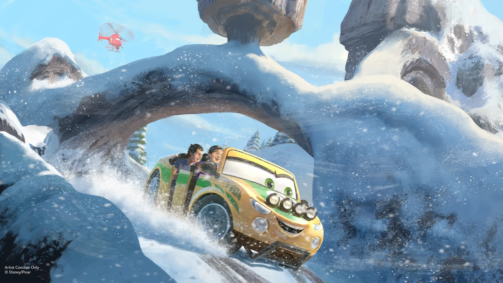 Snowy summit of Piston Peak in Frontierland
