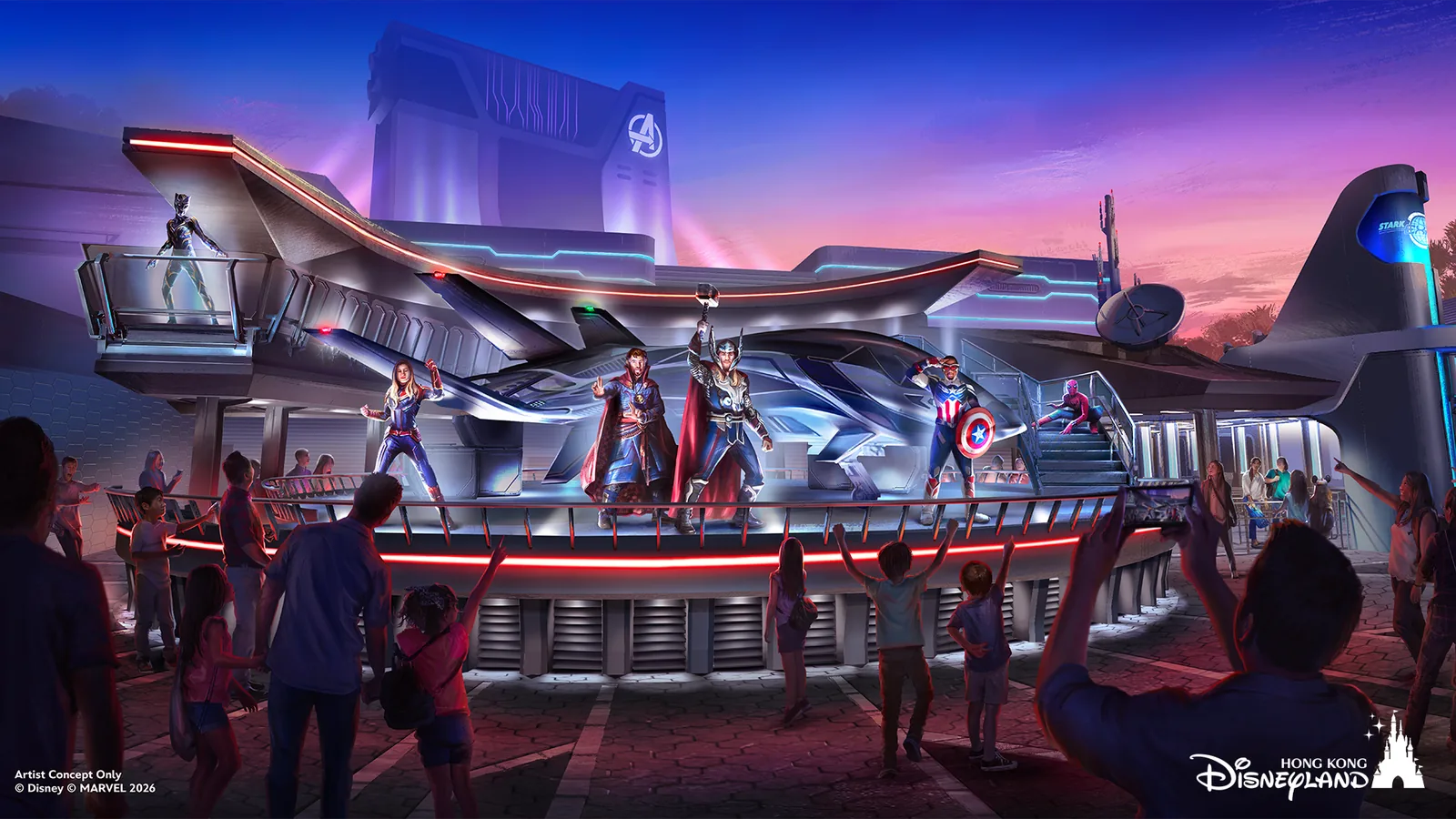 Quinjet landing platform at Hong Kong Disneyland for hero encounters