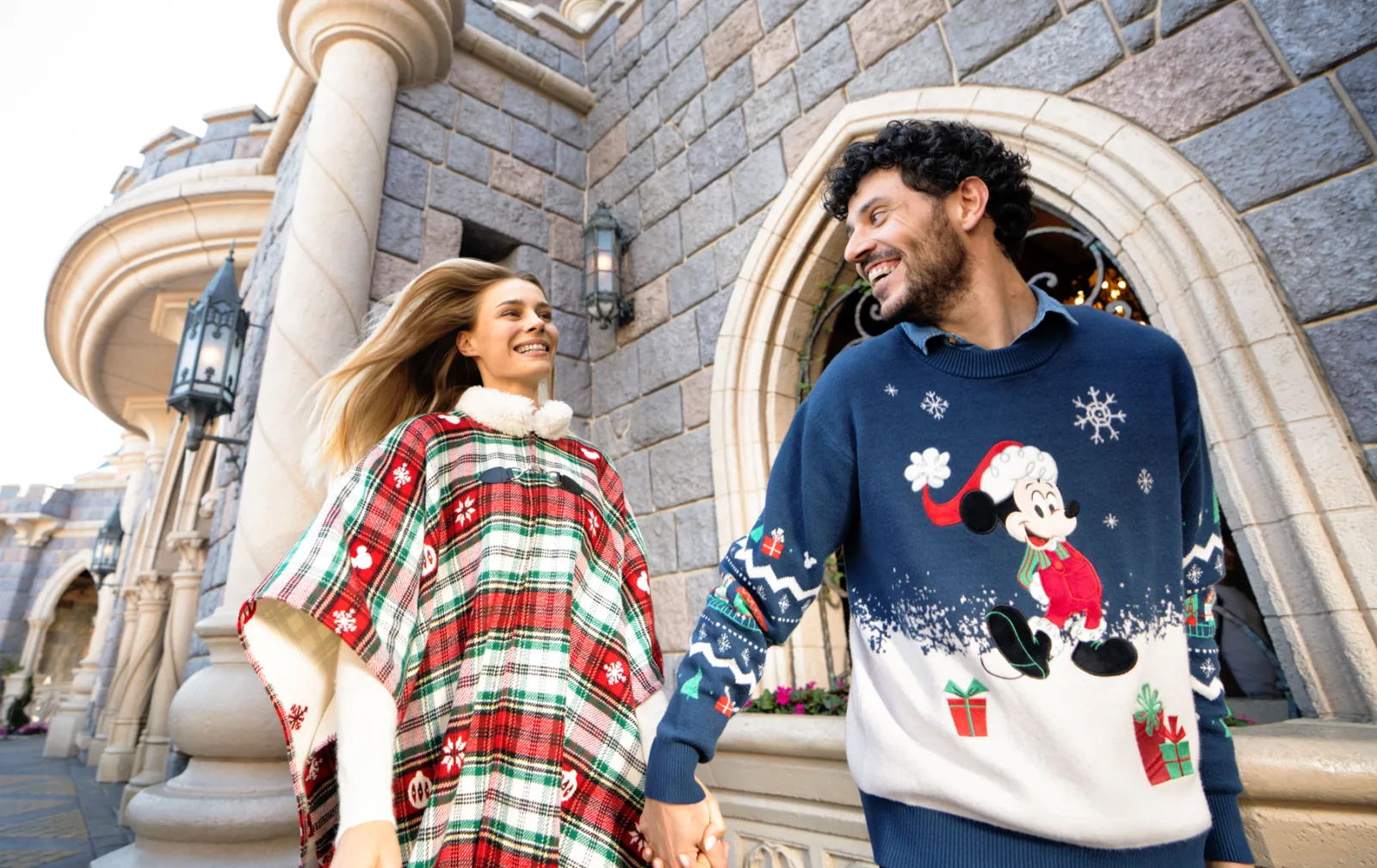 Holiday merchandise including Christmas ponchos and sweaters